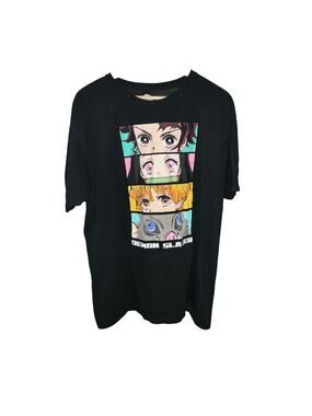 Demon Slayer Black Crew Neck  100% Cotton Graphic T-Shirt Size 2XL